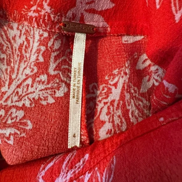 Free People Red and White Floral Jumpsuit with Plunging V-Neckline - Picture 9 of 10